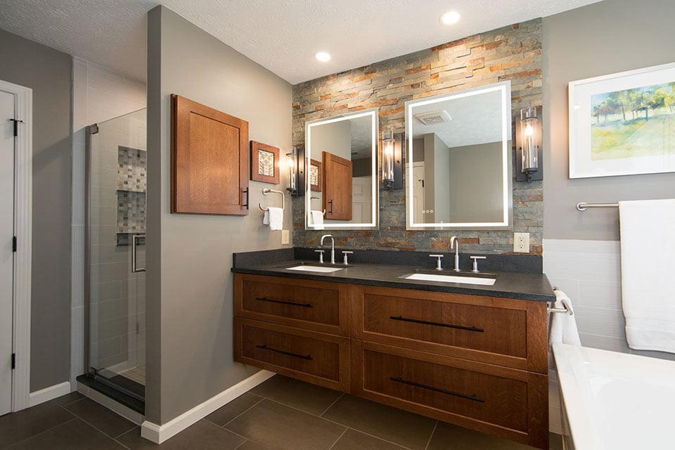 Craftsman Primary Bathroom Remodel West Lafayette IN Vanity Shower