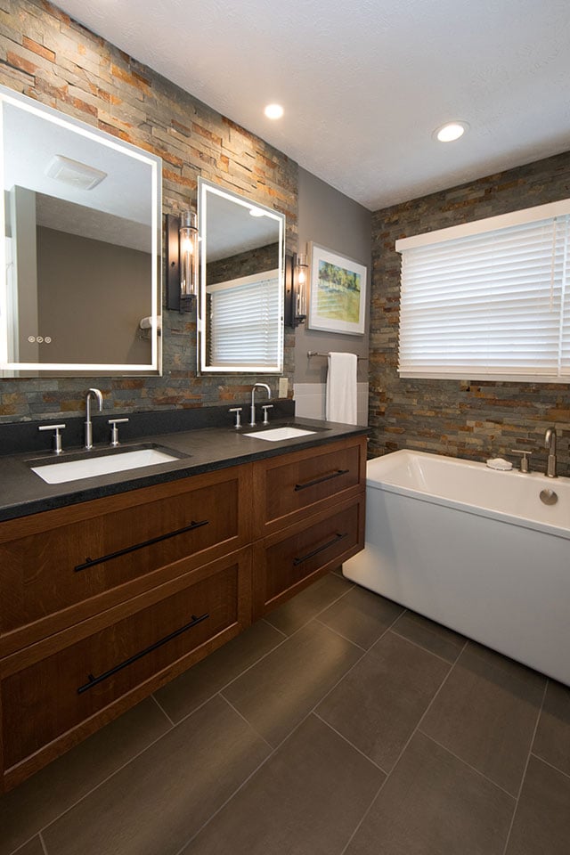 Craftsman Primary Bathroom Remodel West Lafayette IN Corner View