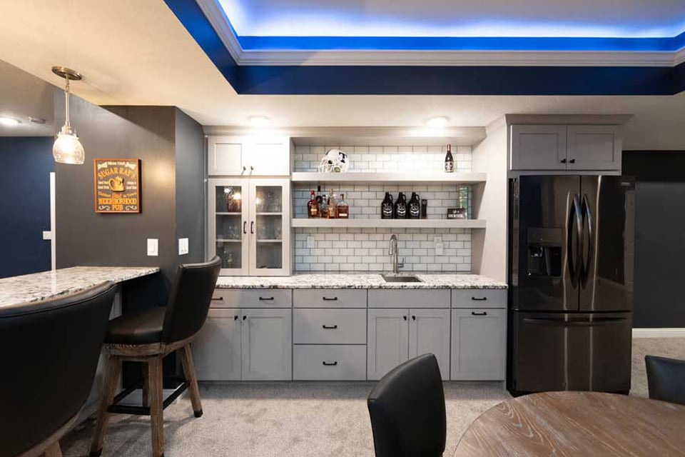 Burnley Drive West Lafayette Basement Remodel Wet Bar