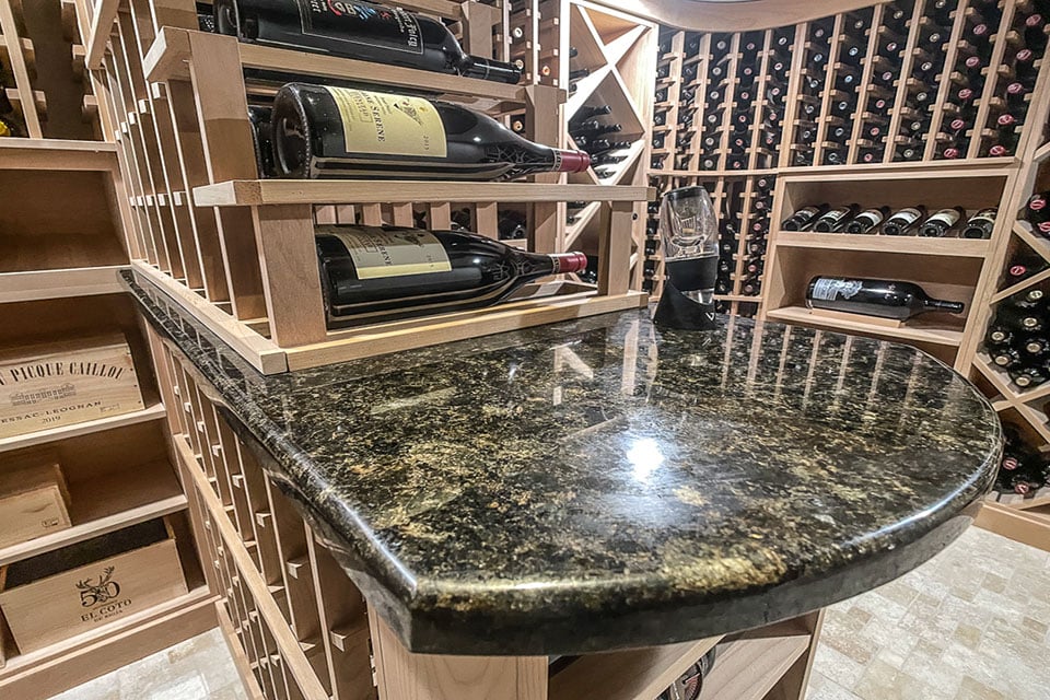 Curated visual reference: Wine Cellar Countertops Reference: Interior Remodel Of Wine Cellar In Maderia Lane Lafayette