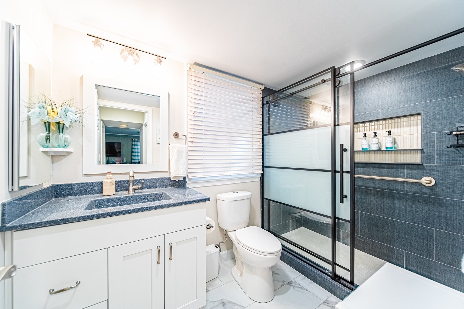 Stylish Basement Bathroom Remodel in Tippecanoe County