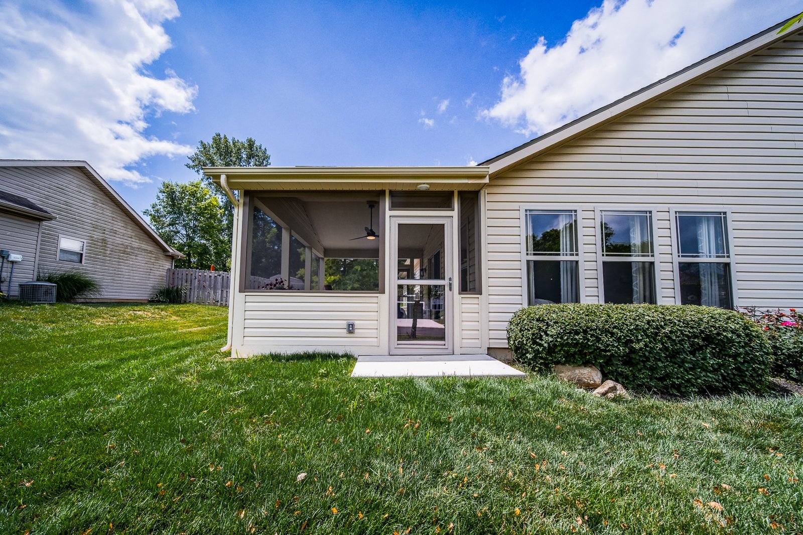 porch addition door and yard view