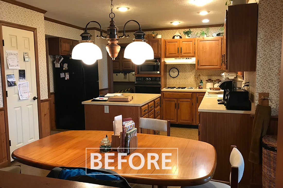  Decatur West Lafayette L Shaped Kitchen Remodel island center w before
