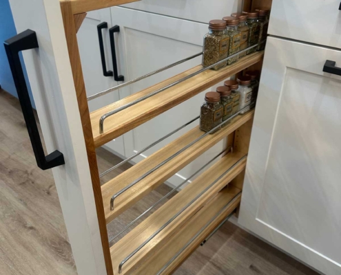 Riverside Construction Remodeling Showroom - Kitchen pull-out spice drawer