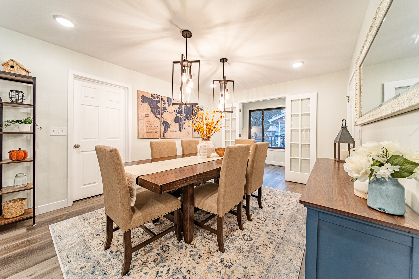 Newly transformed dining area in a West Lafayette home, ideal for family gatherings.