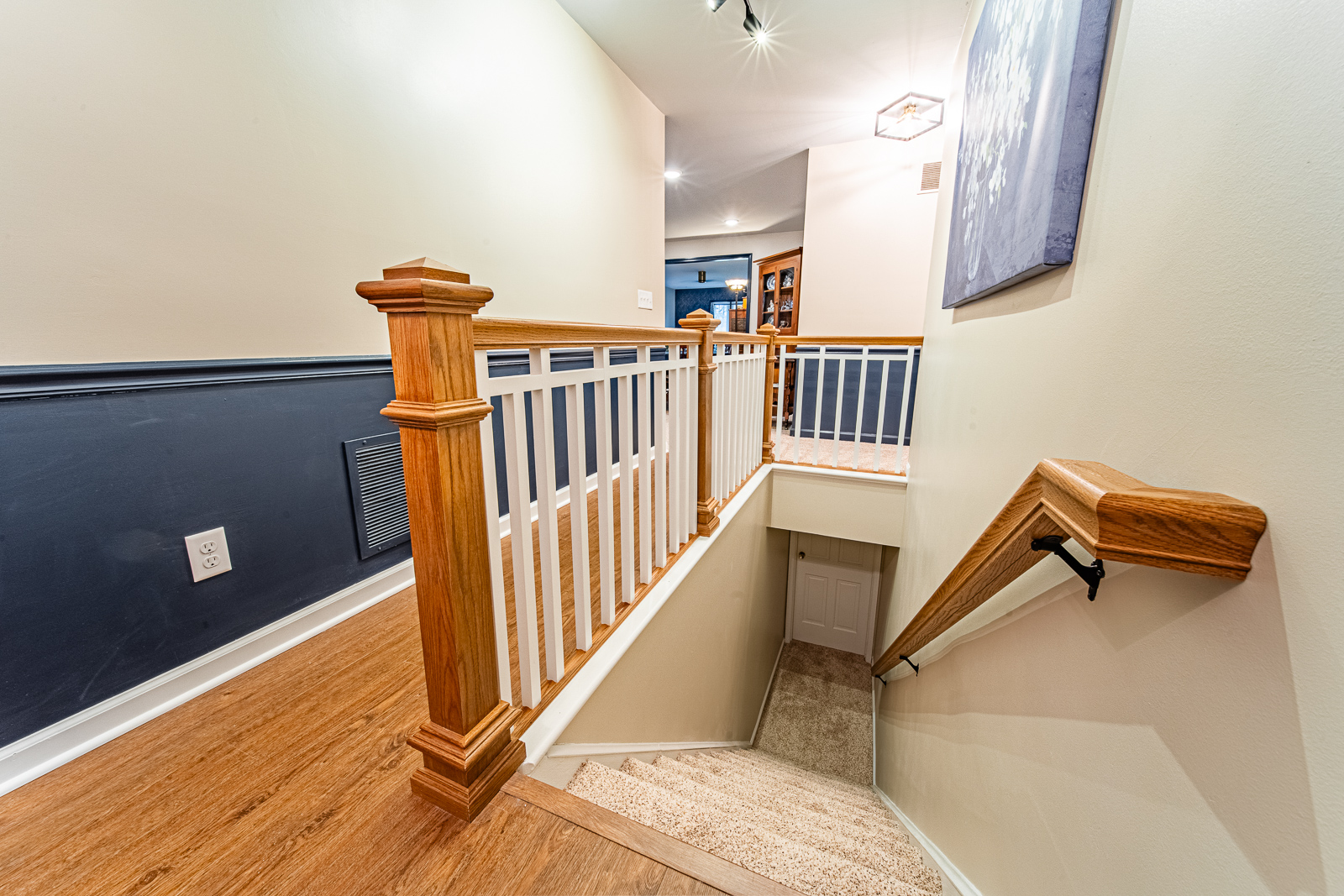 Newly installed staircase railing in Lafayette home, combining safety and style.