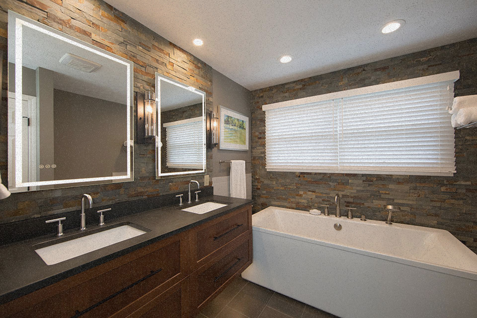 Sophisticated and executive dark moody bathroom design in Lafayette by Riverside Construction